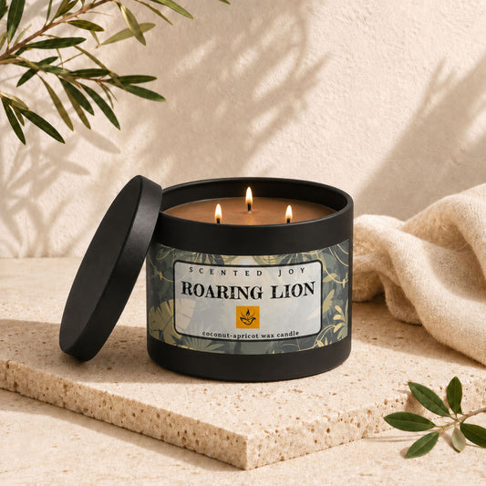 Roaring Lion Coconut-Apricot Wax Candle (8oz & 14oz)