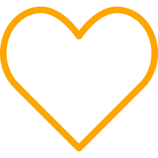 Yellow heart outline icon symbol for love and health